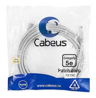 Патч-корд U/UTP Cabeus PC-UTP-RJ45-Cat.5e-5m