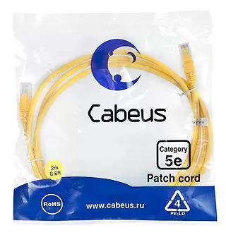 Патч-корд U/UTP Cabeus PC-UTP-RJ45-Cat.5e-2m-YL-LSZH