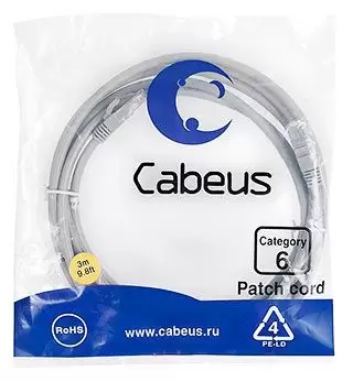 Патч-корд U/UTP Cabeus PC-UTP-RJ45-Cat.6-3m