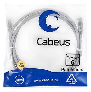 Патч-корд U/UTP Cabeus PC-UTP-RJ45-Cat.6-2m