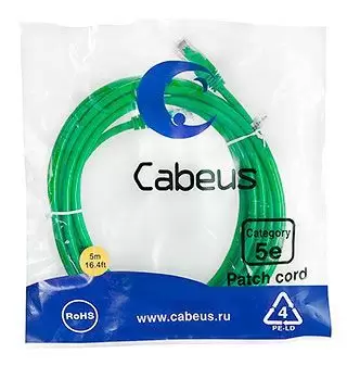 Патч-корд U/UTP Cabeus PC-UTP-RJ45-Cat.5e-5m-GN