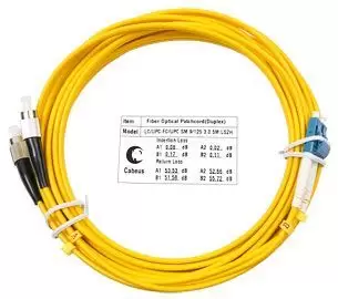 Шнур оптический duplex Cabeus FOP(d)-9-LC-FC-5m