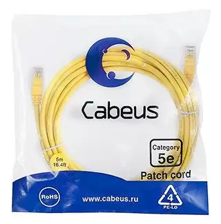 Патч-корд U/UTP Cabeus PC-UTP-RJ45-Cat.5e-5m-YL-LSZH