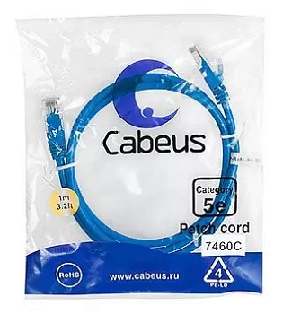 Патч-корд U/UTP Cabeus PC-UTP-RJ45-Cat.5e-1m-BL-LSZH