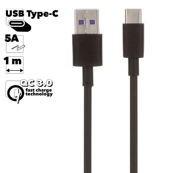 USB кабель "LP" USB Type-C 5А (черный, коробка)
