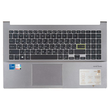 Топкейс для ноутбука Asus VivoBook S15 X521FL, X521FA, X521FL, X521JQ серый, металл, с тачпадом. С разбора.