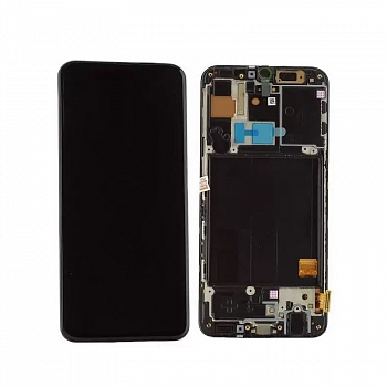 Дисплей для Samsung Galaxy A40 (A405F) в рамке + тачскрин, черный (оригинал)