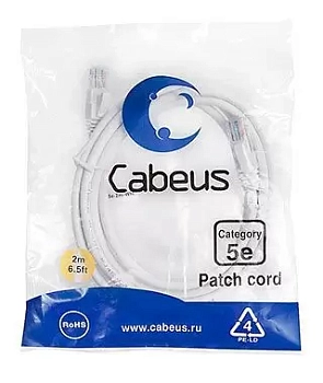 Патч-корд U/UTP Cabeus PC-UTP-RJ45-Cat.5e-2m-WH-LSZH