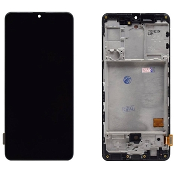 Дисплей Samsung A415F, DS (A41) ориг LCD в рамке (черный) Super AMOLED