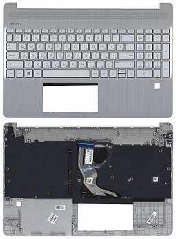 Клавиатура для ноутбука HP 15S-EQ, 15S-FQ топкейс серебристый FPR
