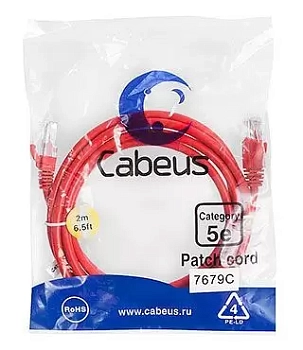 Патч-корд U/UTP Cabeus PC-UTP-RJ45-Cat.5e-2m-RD-LSZH