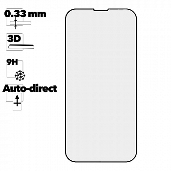 Защитное стекло HOCO A33 Easy Stick для телефона Apple iPhone 14, 13, 13 Pro, черная рамка, прозрачное, 0.33мм