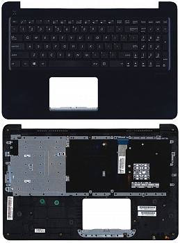 Клавиатура для ноутбука Asus E502NA синяя, Топкейс