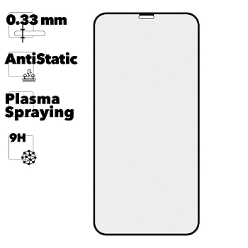 Защитное стекло Mr.cat для телефона iPhone 11, Xr Anti-Static, Plasma Sprayin черное (ударопрочное)