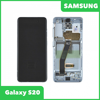 Дисплей для Samsung Galaxy S20 SM-G980, 981 в сборе GH82-22123D в рамке (синий) 100% оригинал