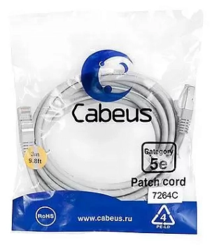 Патч-корд F/UTP Cabeus PC-FTP-RJ45-Cat.5e-3m