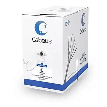 Cabeus UTP-2P-Cat.5e-SOLID-GY Кабель витая пара UTP (U/UTP), категория 5e, 2 пары 0, 5мм (24 AWG) , одножильный, серый (305 м)