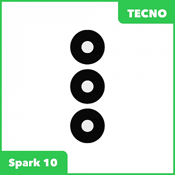 Стекло задней камеры для Tecno Spark 10 (KI5q) (без рамки) (черный)