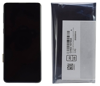 Дисплей Samsung G973F/DS (S10) в рамке (серебро) сервисный ориг 100% Dynamic AMOLED