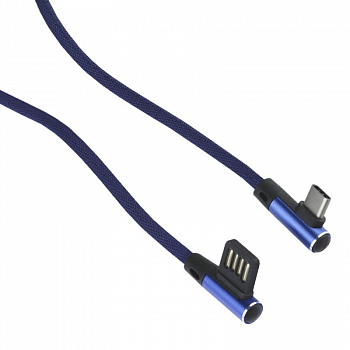 USB кабель "LP" Type-C оплетка Т-порт 1м. (синий/европакет)