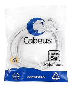 Патч-корд U/UTP Cabeus PC-UTP-RJ45-Cat.5e-3m-WH-LSZH