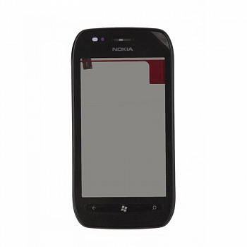Сенсорное стекло (тачскрин) для Nokia Lumia 710 с рамкой крепления, 1-я категория, черный