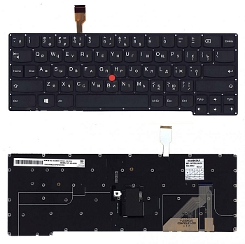 Клавиатура для ноутбука Lenovo ThinkPad Yoga X1 2nd 3rd Gen, черная с подсветкой