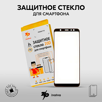 Защитное стекло 20D для телефона Samsung Galaxy A6 2018 (A600F), J6 2018 (J600F), J8 2018 (J810F), черное (black) Full Glue ZeepDeep 20D