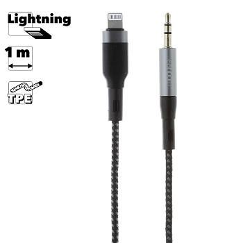 Аудио кабель (AUX) Earldom ET-AUX40 3.5мм Lightning + Mic, 1 метр, белый