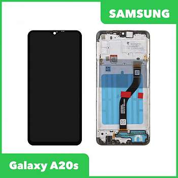 LCD дисплей для Samsung Galaxy A20s SM-A207 в сборе с тачскрином в рамке FLYCDI ORG (черный)