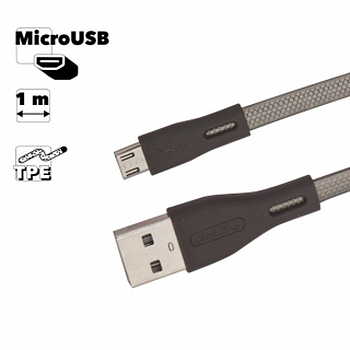 USB кабель REMAX RC-090m Full Speed Pro MicroUSB, 1м, TPE (черный)