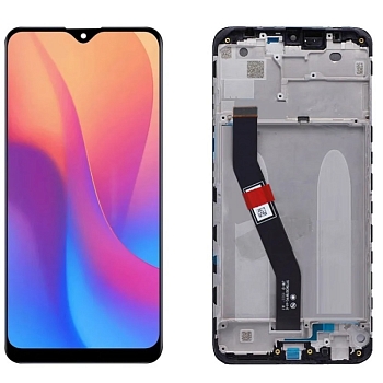 Дисплей для Xiaomi Redmi 8, Redmi 8A в рамке + тачскрин (черный) 100%