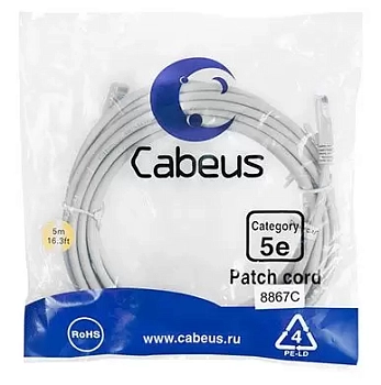 Патч-корд U/UTP Cabeus PC-UTP-RJ45-Cat.5e-5m-LSZH