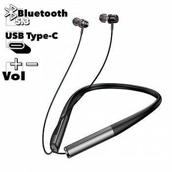 Bluetooth гарнитура HOCO ES71 Platinum BT5.3, внутриканальная, громкость +/-, спорт (черный)
