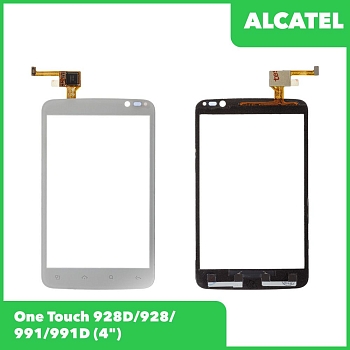 Сенсорное стекло (тачскрин) для Alcatel One Touch 928D, 928, 991, 991D, белый