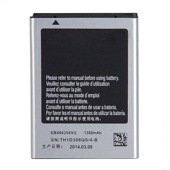 Аккумулятор (батарея) EB494358ВUC для телефона Samsung Galaxy S5830, B7300, B7330, B7600, B7610, B7620, i5700, i5800, i6410, i8320, 3.7В, 1350мАч