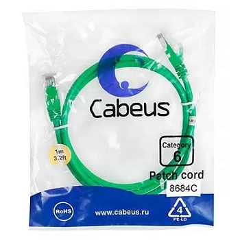 Патч-корд U/UTP Cabeus PC-UTP-RJ45-Cat.6-1m-GN