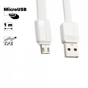 USB кабель REMAX RC-044m Platinum MicroUSB, 1м, TPE (белый)