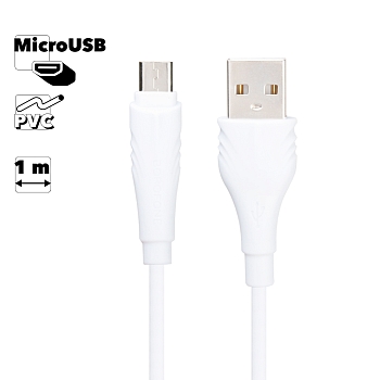 USB кабель Borofone BX18 Optimal Charging Data Cable For Micro, 1 метр, белый