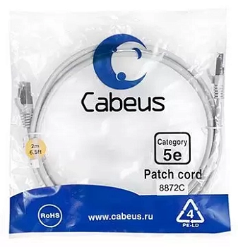 Патч-корд F/UTP Cabeus PC-FTP-RJ45-Cat.5e-2m-LSZH