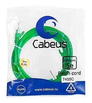 Патч-корд U/UTP Cabeus PC-UTP-RJ45-Cat.5e-2m-GN