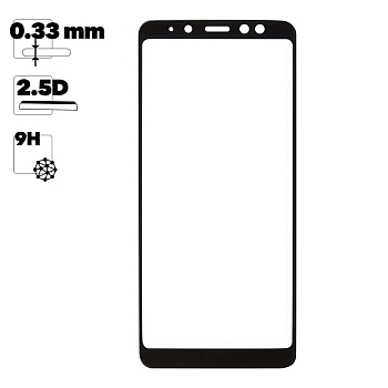 Защитное стекло для телефона Samsung Galaxy A8 Plus (A730F) Thin Frame Full Glue 0, 33 мм, 2, 5D 9H, черное