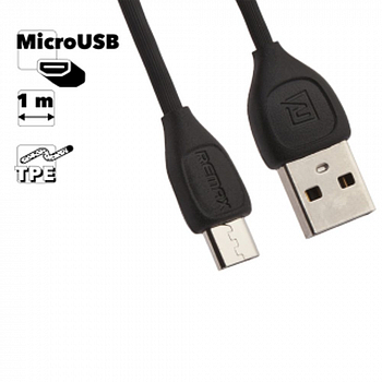 USB кабель REMAX RC-050m Lesu MicroUSB, 1м, TPE (черный)