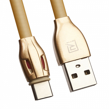 USB кабель REMAX RC-035i Laser Type-C, плоский, пластиковые разьемы, 1м, TPE (золотой)