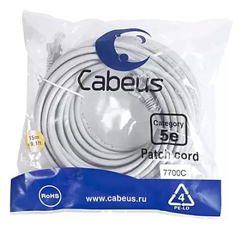 Патч-корд U/UTP Cabeus PC-UTP-RJ45-Cat.5e-15m