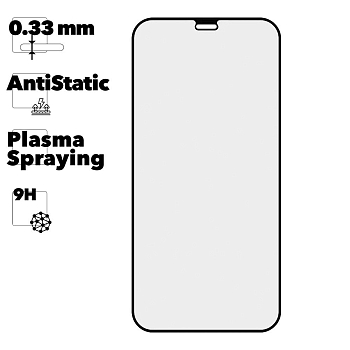 Защитное стекло Mr.cat для телефона iPhone 12 mini Anti-Static, Plasma Spraying черное (ударопрочное)