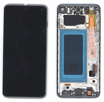 Дисплей (модуль) для Samsung Galaxy S10 SM-G973F в сборе с тачскрином и рамкой OLED черный