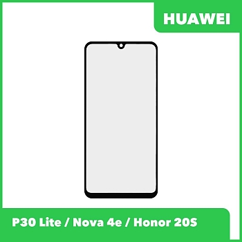 Стекло + OCA пленка для переклейки Huawei P30 Lite, Nova 4E (MAR-LX1M, MAR-AL00), Honor 20S, черный