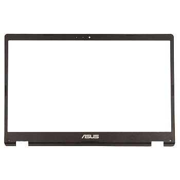 Рамка экрана (рамка крышки матрицы, LCD Bezel) для ноутбука Asus E410 черная, пластиковая. С разбора.