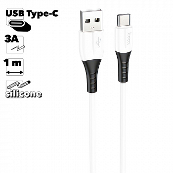 USB-C кабель HOCO X82 Type-C, 3А, 60W, 1м, силикон (белый)